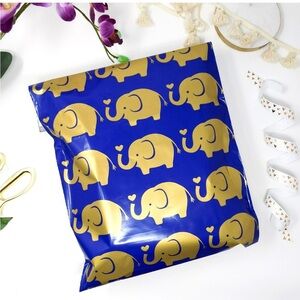 Polymailers 6x9 Blue& Gold Elephant Print